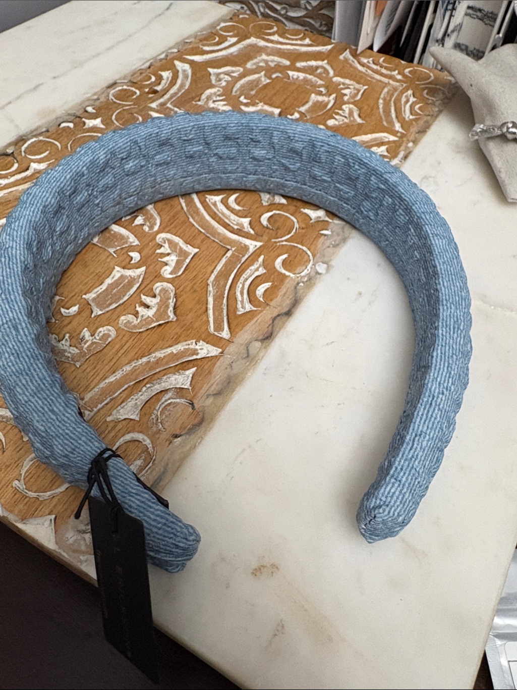 Eric Javits Light Blue Textured Padded Headband — image 2 of 3